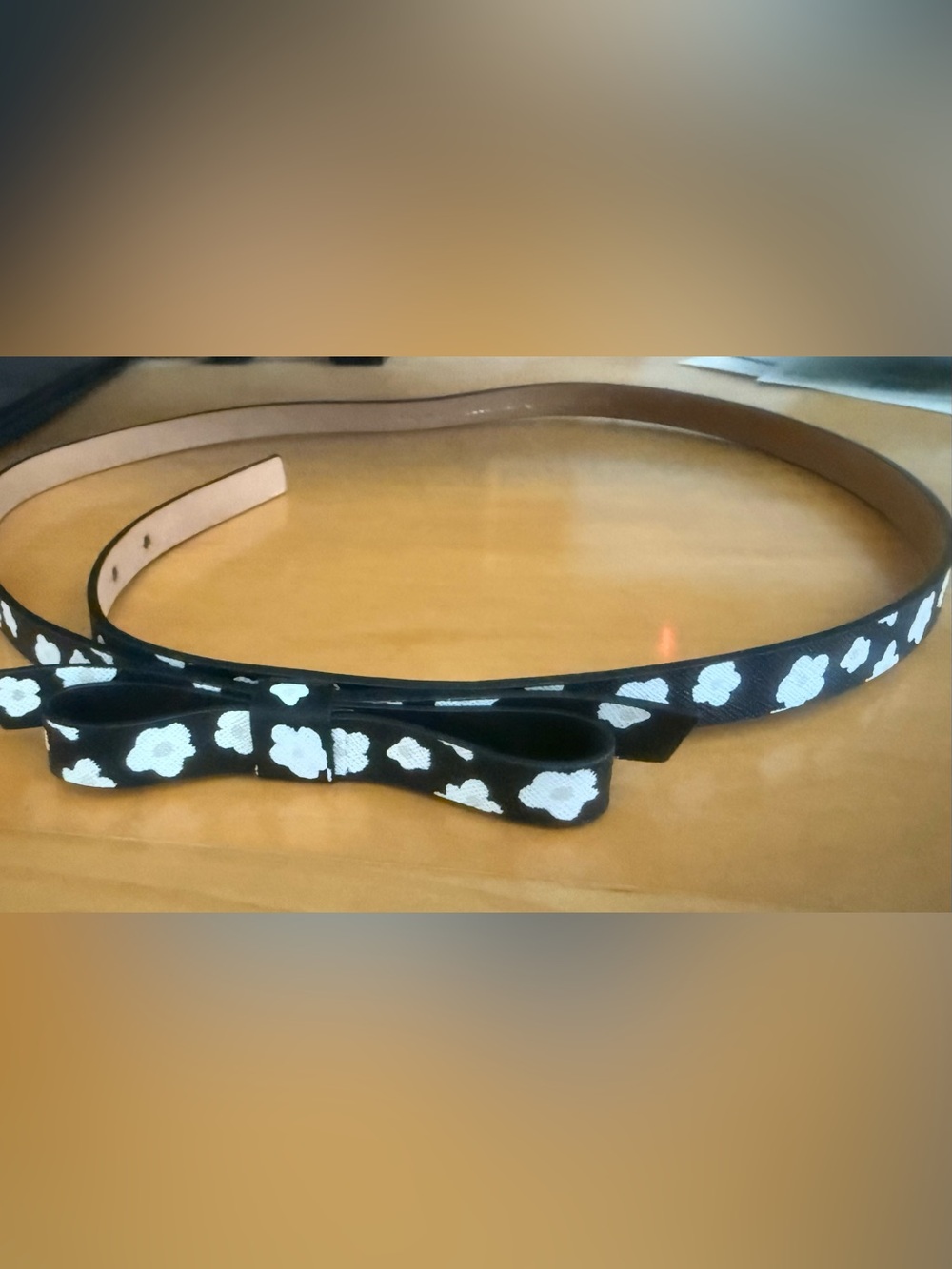 Kate Spade Black & White Floral Skinny Belt